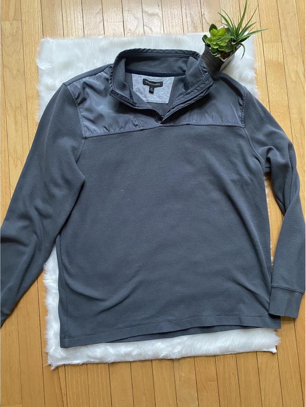 Banana Republic Men's Gray Quarter-Zip Pullover Sweatshirt Size XL